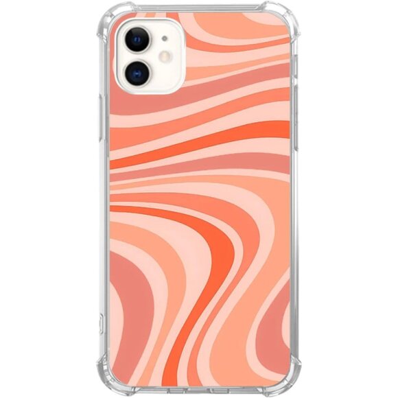 Retro groovy sherbet hippy 70s Orange Swirl Case Compatible with iPhone 11 - Picture 1 of 6